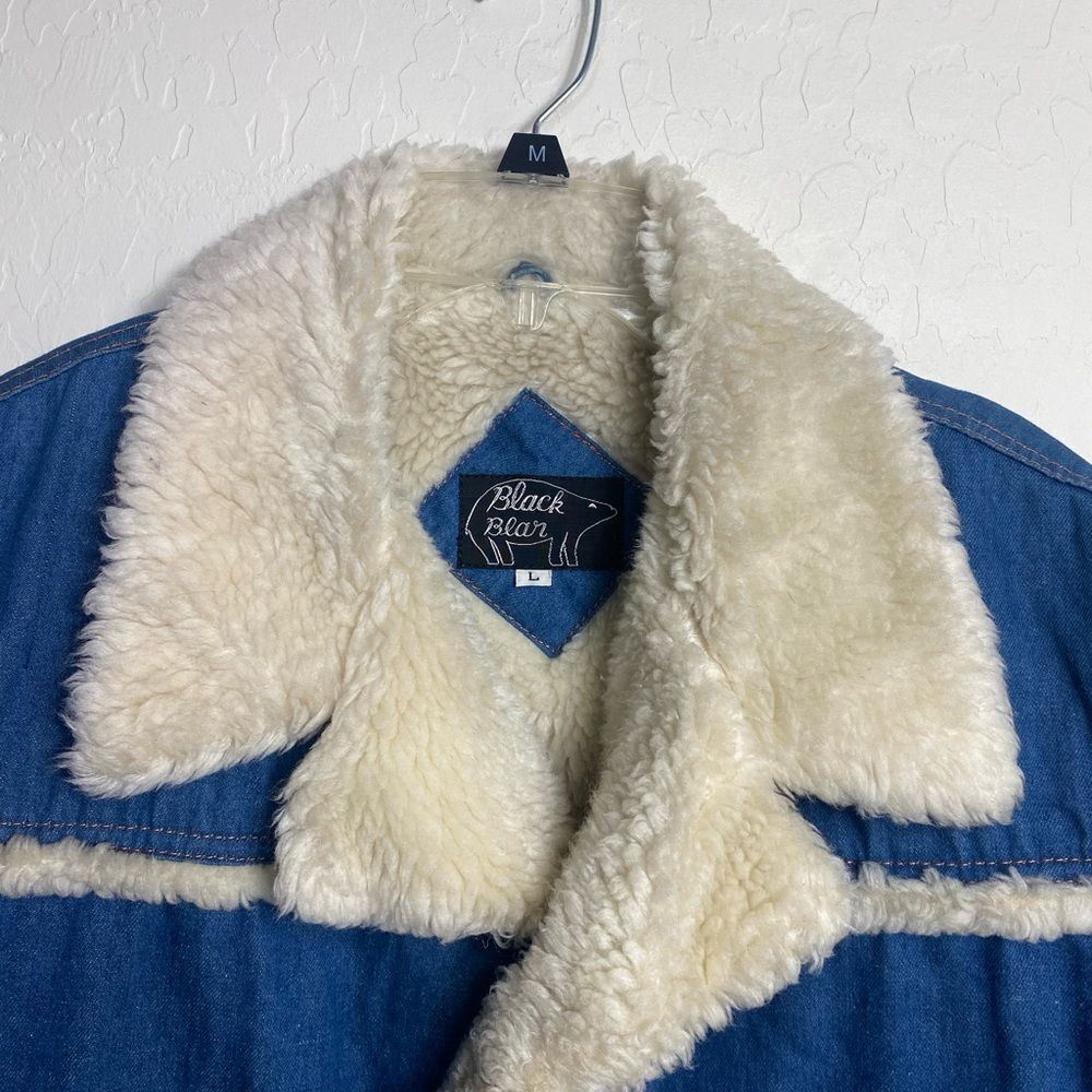 Black Bear Rancher jacket Faux Sherpa lined denim warm - Picture 3 of 11